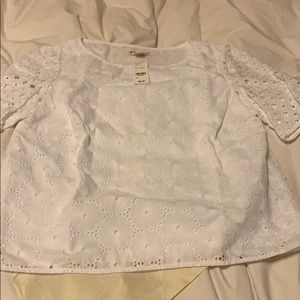 Brooks brothers red fleece eyelet top NWT